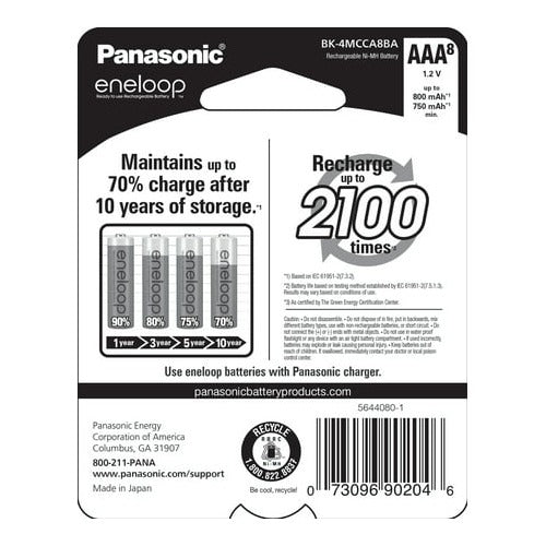 Panasonic Eneloop Ni-MH Pre-Charged Rechargeable AAA (8-Pack)