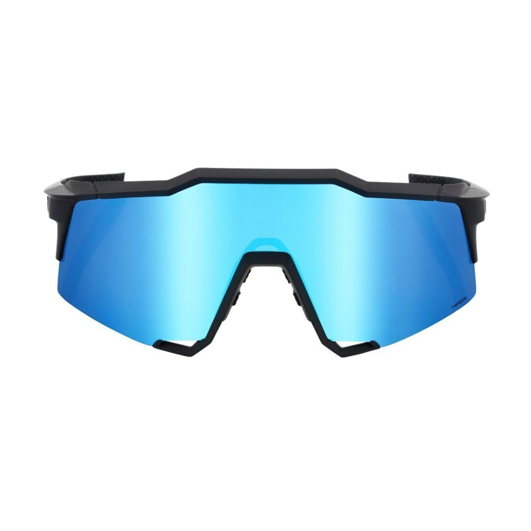 100% Speedcraft Sunglasses Matte Black HiPER Blue Lens