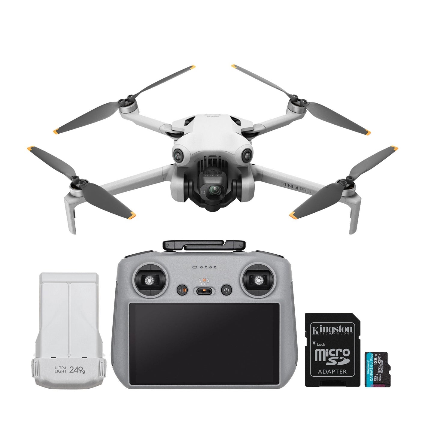 DJI Mini 4 Pro (DJI RC 2 Controller) Drone with 128GB SD Card - Lightweight with 4K HDR Video