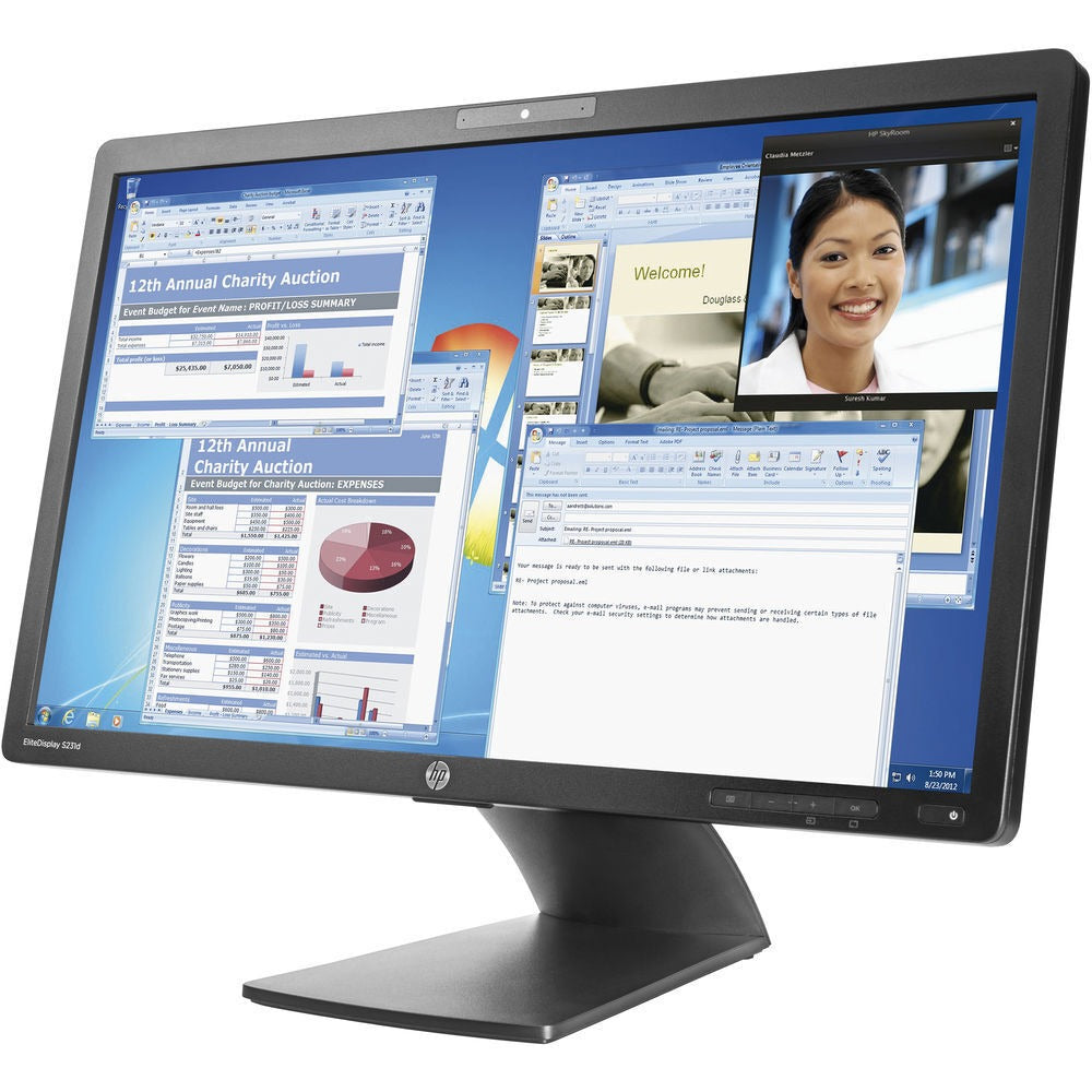 HP EliteDisplay S231D 23" FHD IPS Monitor with Webcam, DisplayPort, USB, RJ-45 (Certified Refurbished)