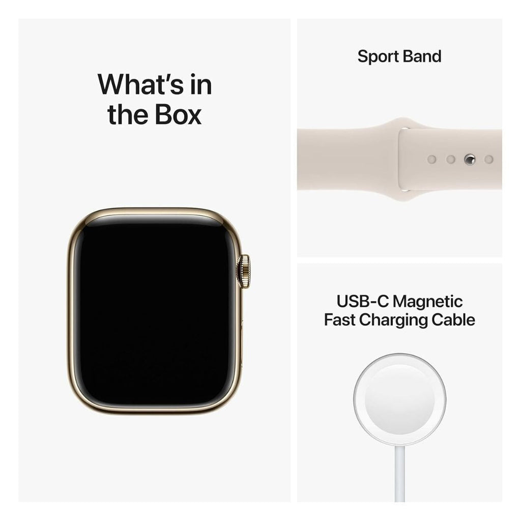 Apple Watch Series 8 (GPS + Cellular, 45mm) – Gold Stainless Steel Case, M/L Band (Used)