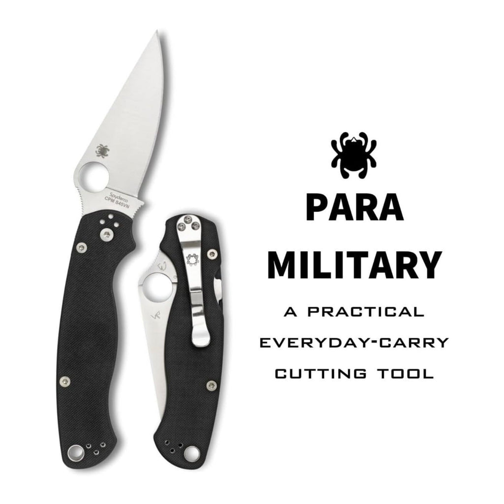 Spyderco Para Military 2 Left Handed Folding Knife 3.4 Inch CPM S45VN Blade G10 Handle