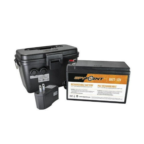 Spypoint 12V Rechargeable 7.0Ah Battery, AC Charger, 12-Feet Power Cable, and Housing Kit (Black)