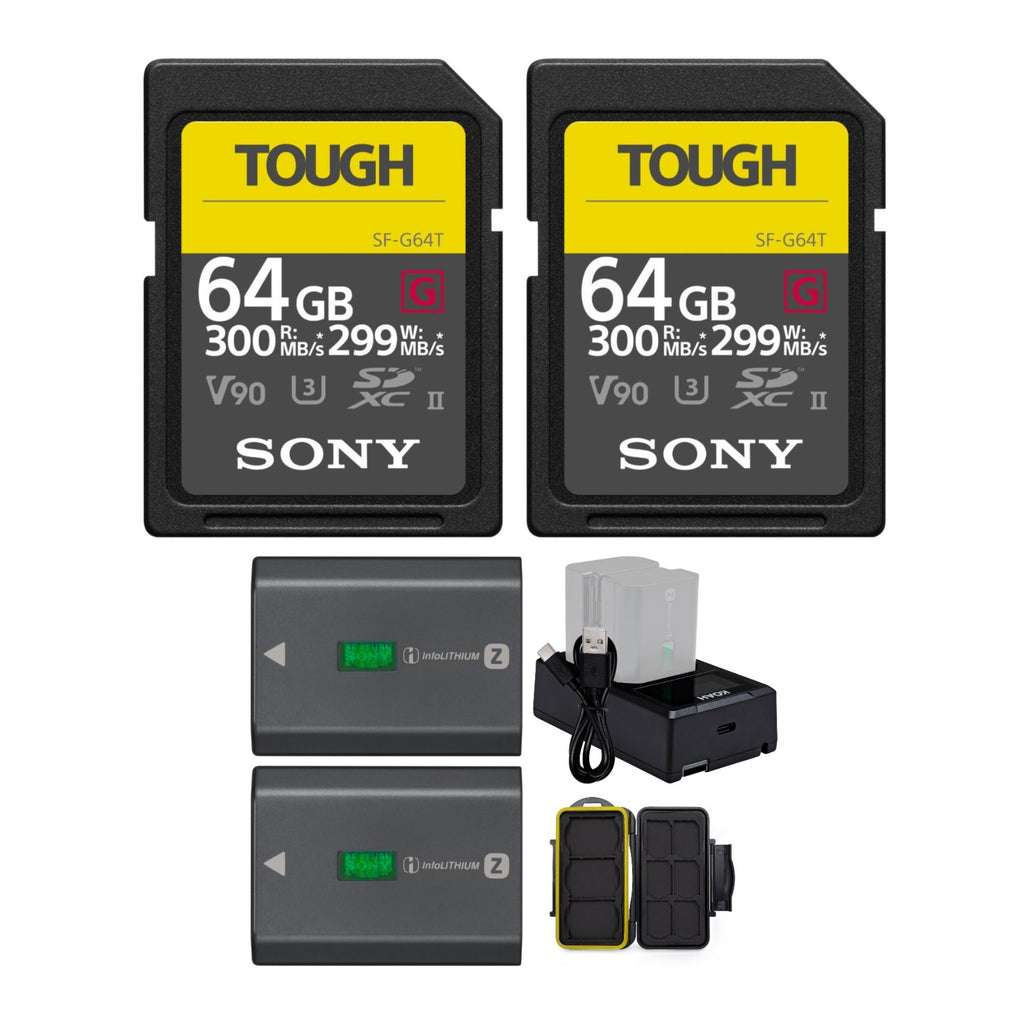 Sony 64GB UHS-II Tough G-Series SD Card (2-Pack) with Battery Pack Bundle