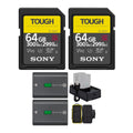 Sony 64GB UHS-II Tough G-Series SD Card (2-Pack) with Battery Pack Bundle