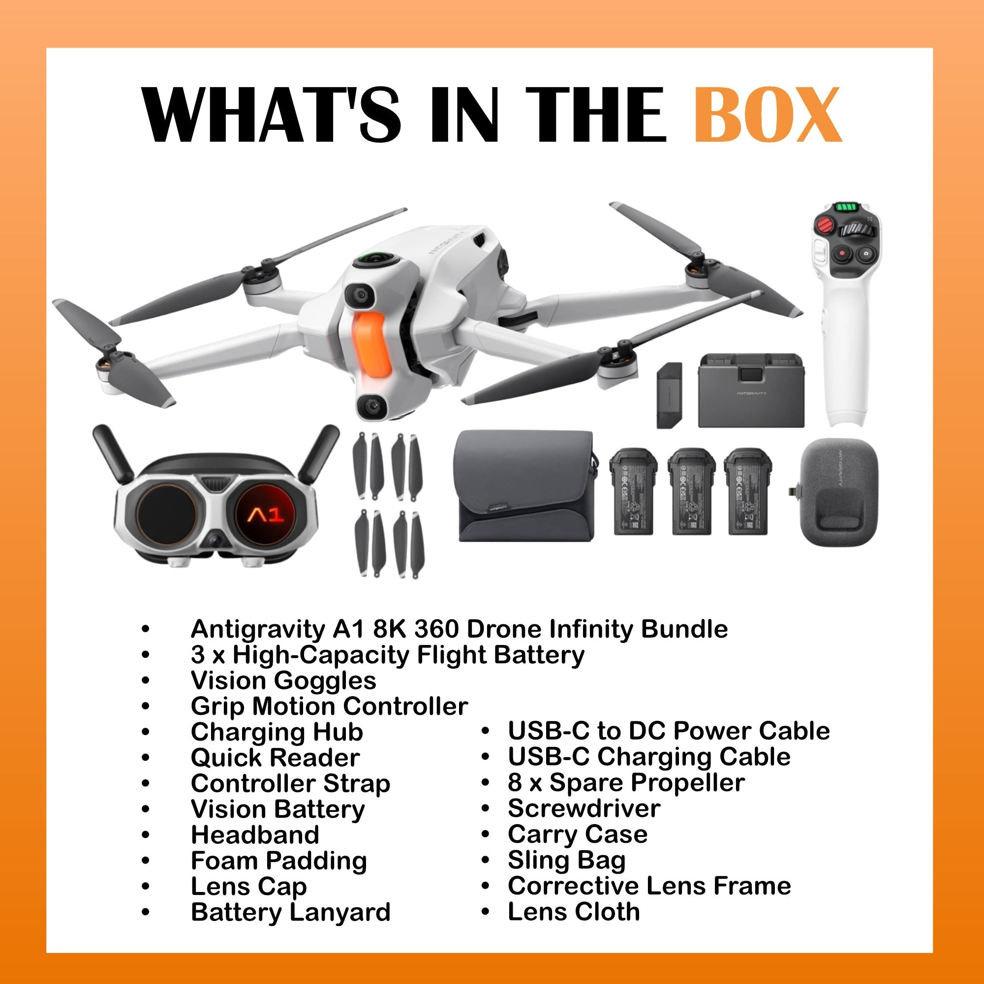Antigravity A1 8K 360 Drone Infinity Bundle with 2-Year Plan Protection