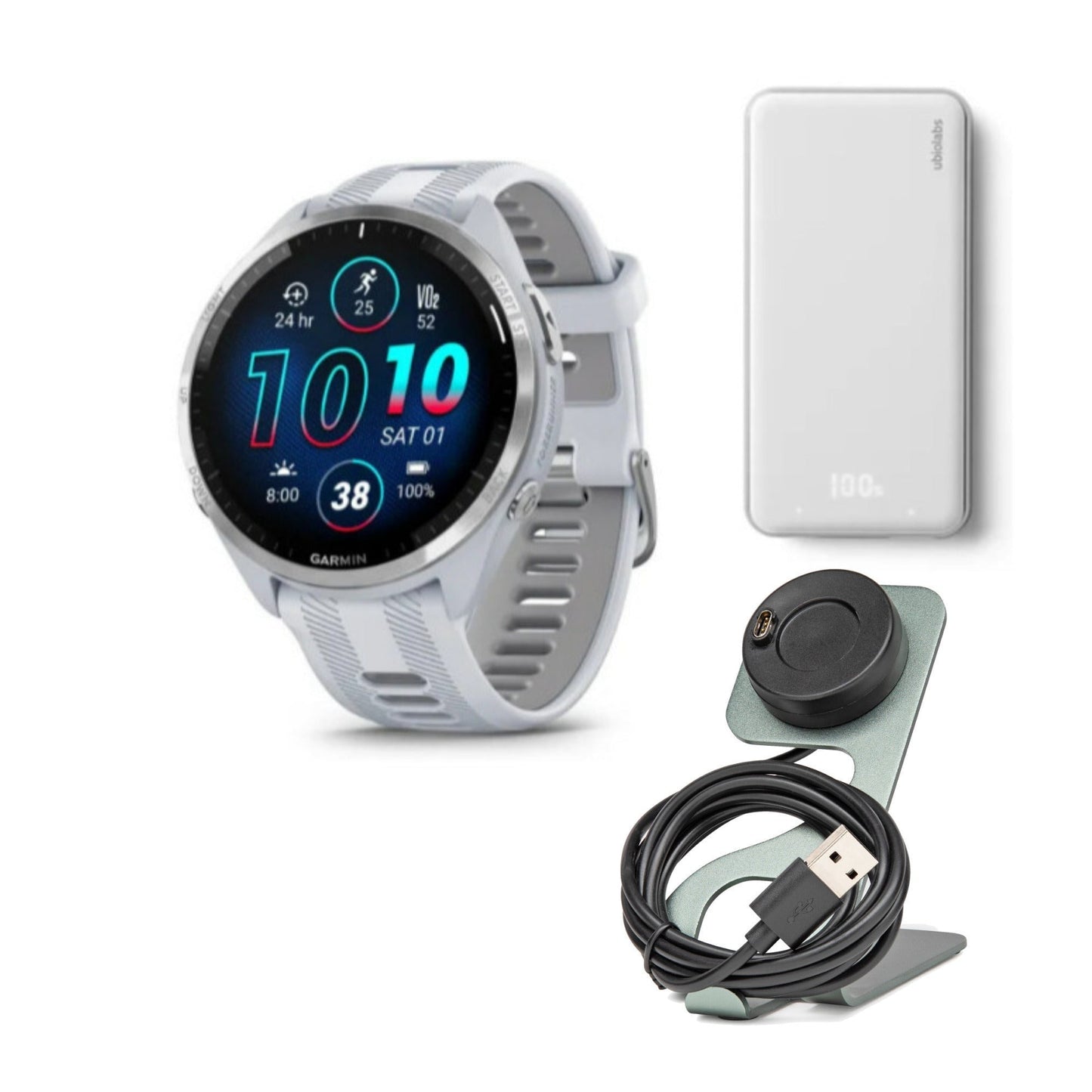 Garmin Forerunner 965 GPS 1.4-Inch Display Titanium Bezel Running Smartwatch with Power Bank Bundle