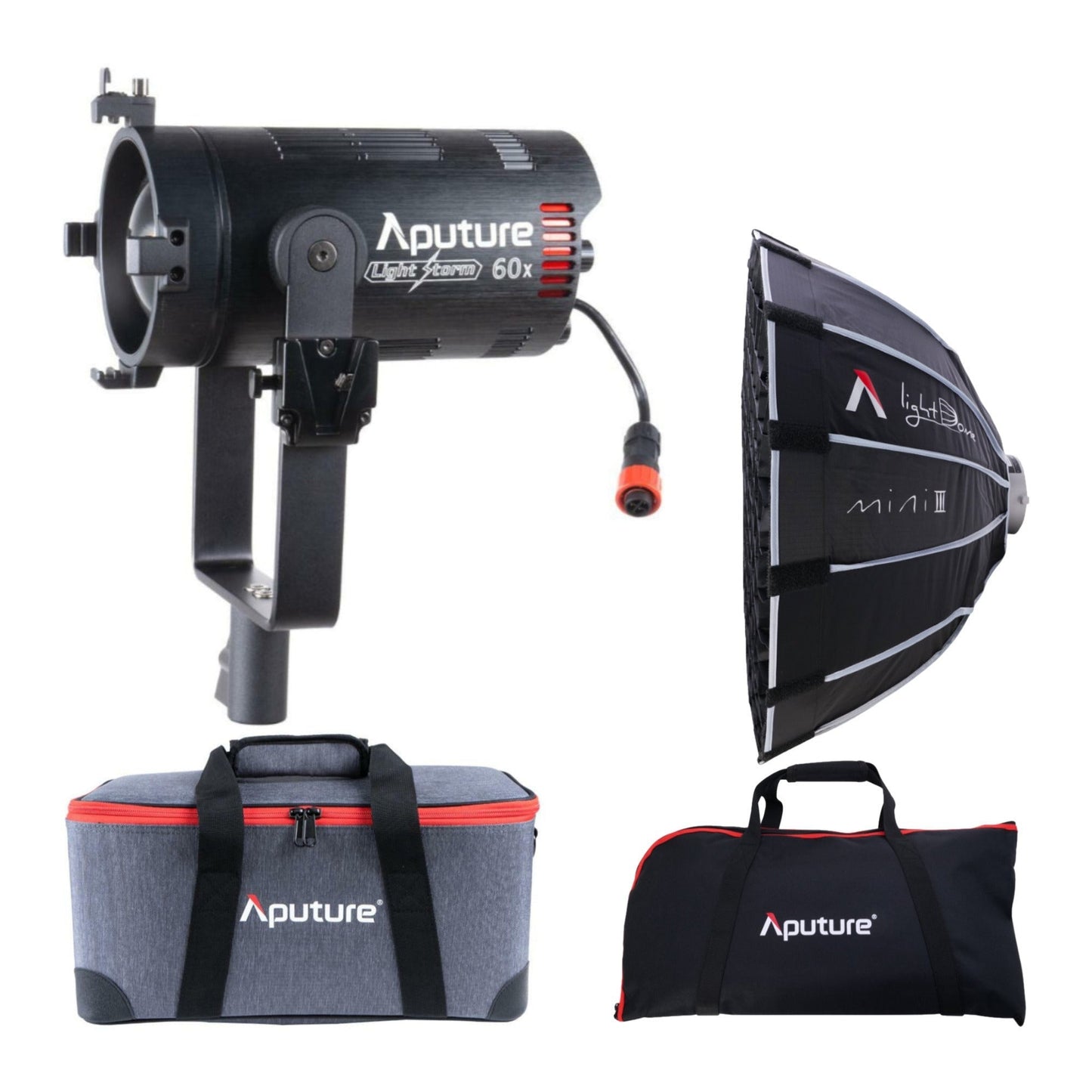 Aputure LS 60X Bi-Color Focusing LED with Light Dome Mini III Softbox Bundle