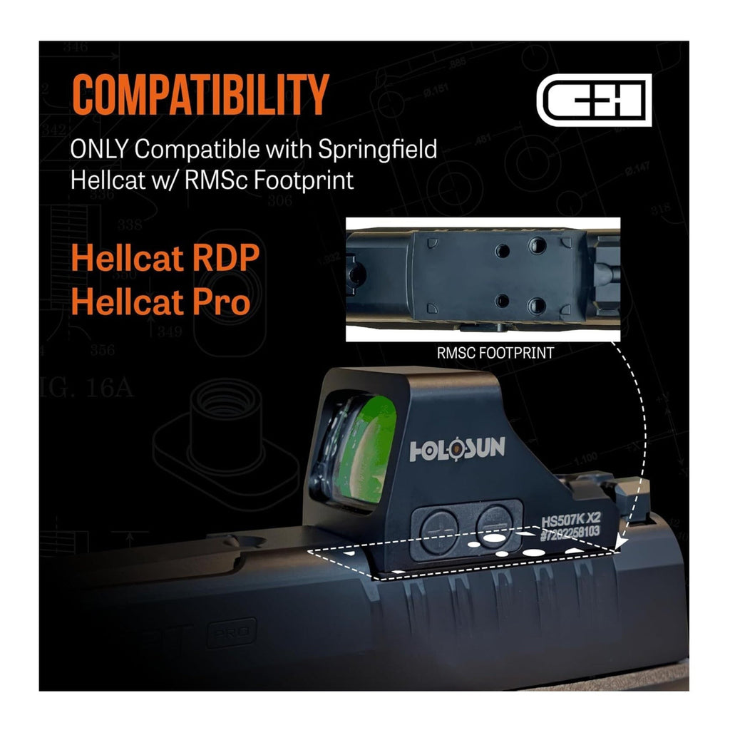 C+H Precision Red Dot Mounting Plate for Springfield Armory Hellcat and Holosun