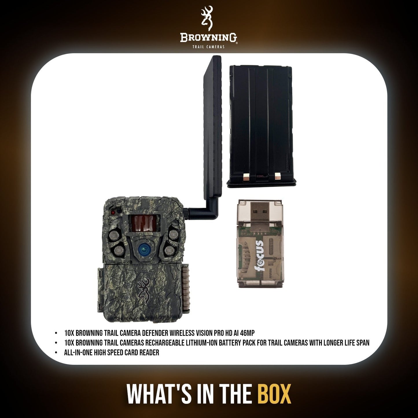 Browning Trail Camera - Defender Wireless Vision Pro HD AI 46MP Bundle (10 Pack)