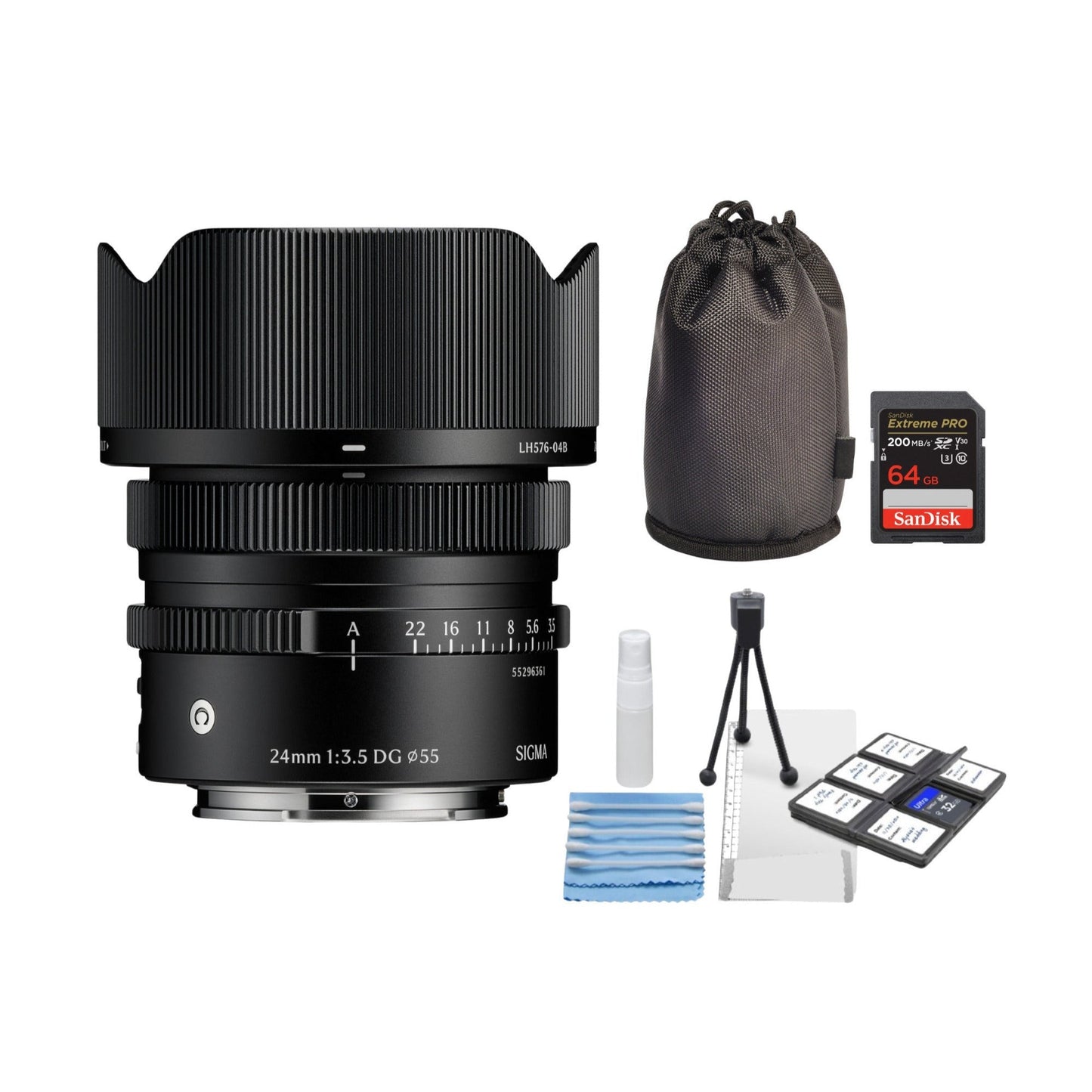 Sigma 24mm F3.5 DG Black Contemporary Lens for L Mount and Accessories Bundle