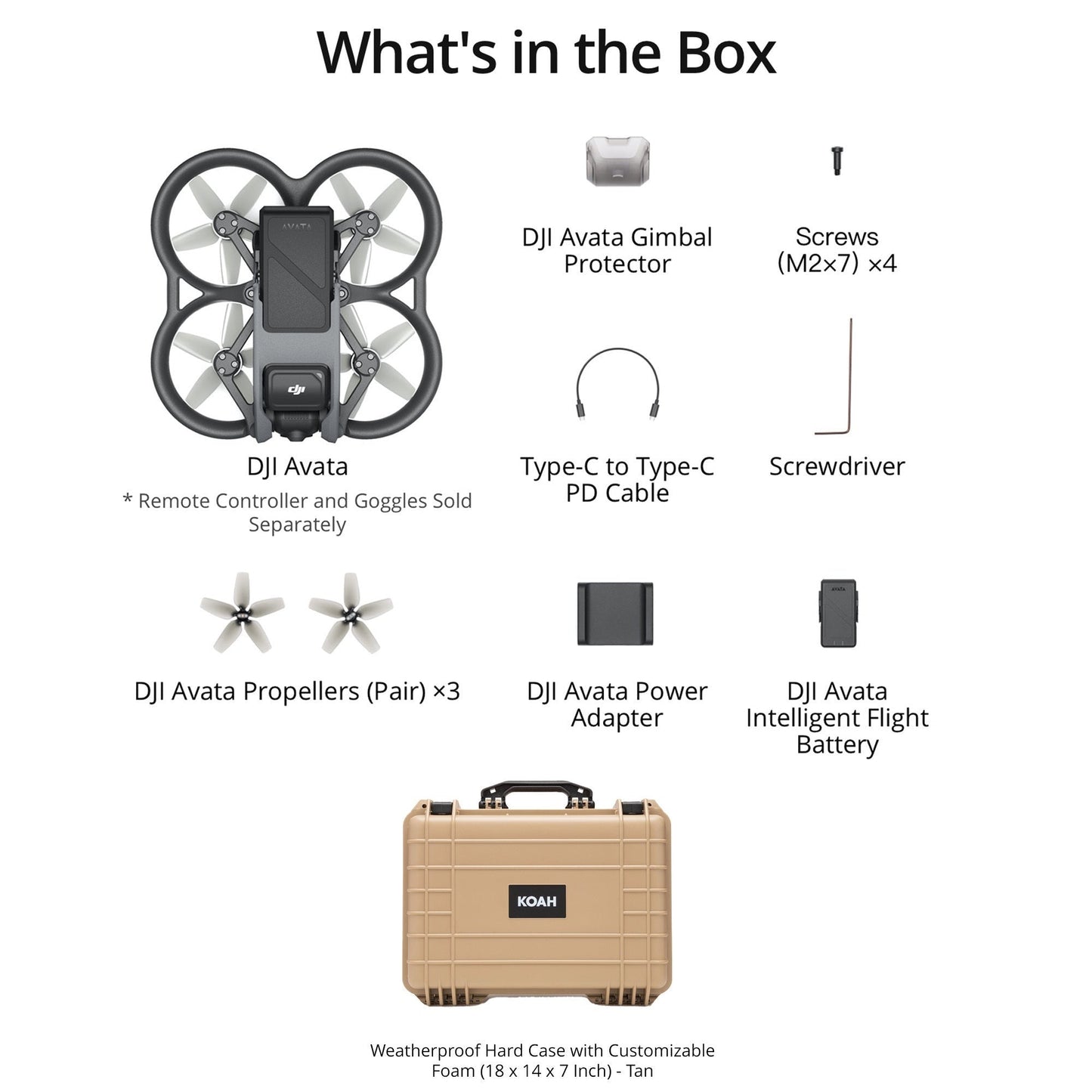 DJI Avata 2 (Drone Only) with Weatherproof Hard Case with Customizable Foam Bundle