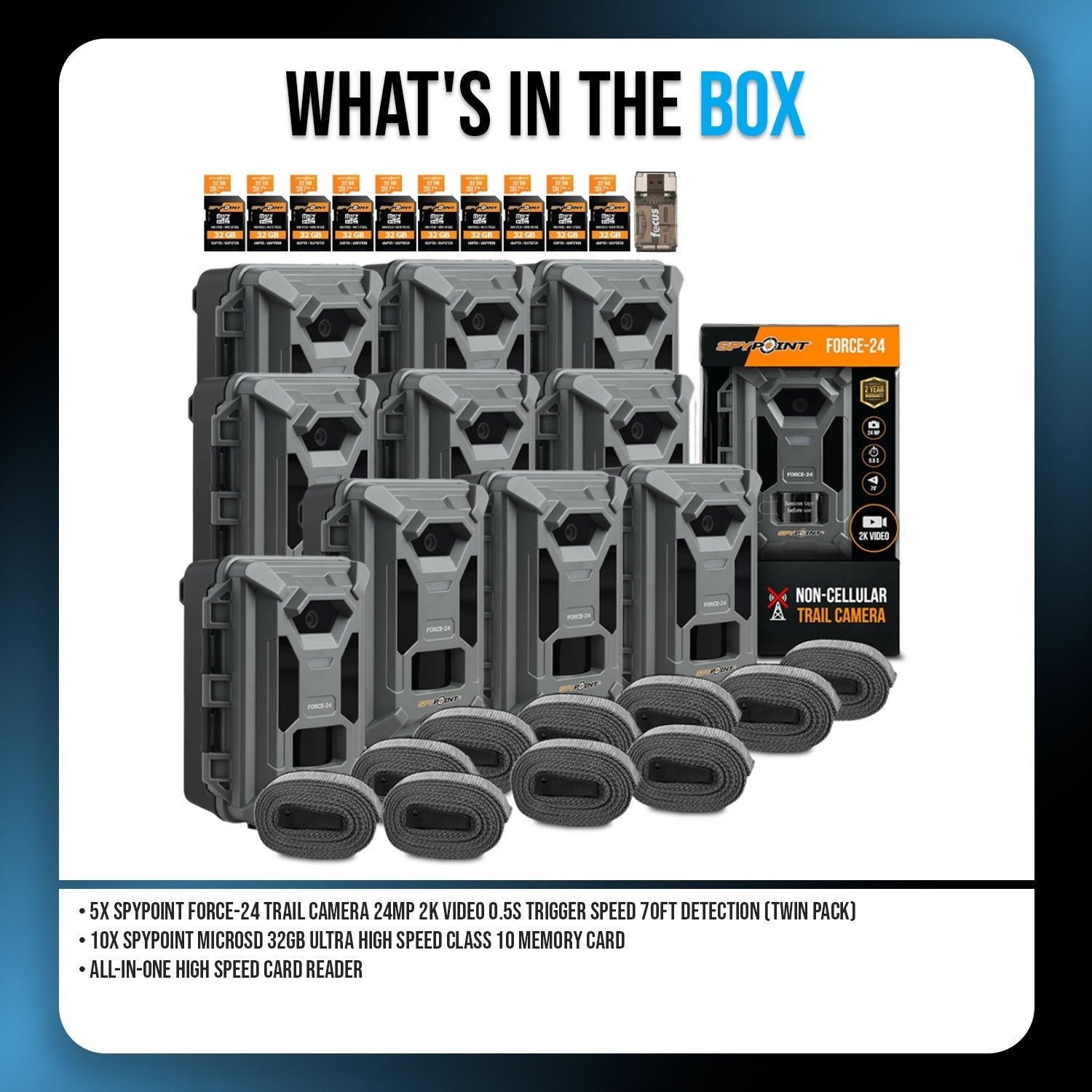 Spypoint Force-24MP Non-Cellular Trail Camera Bundle with Accessories (2 Pack)