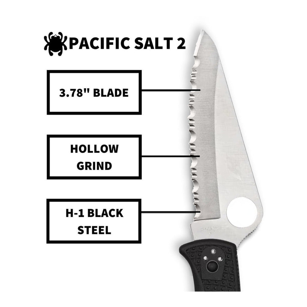 Spyderco Pacific Salt 2, 8.72-Inch Lightweight Folding Knife with Black Handle