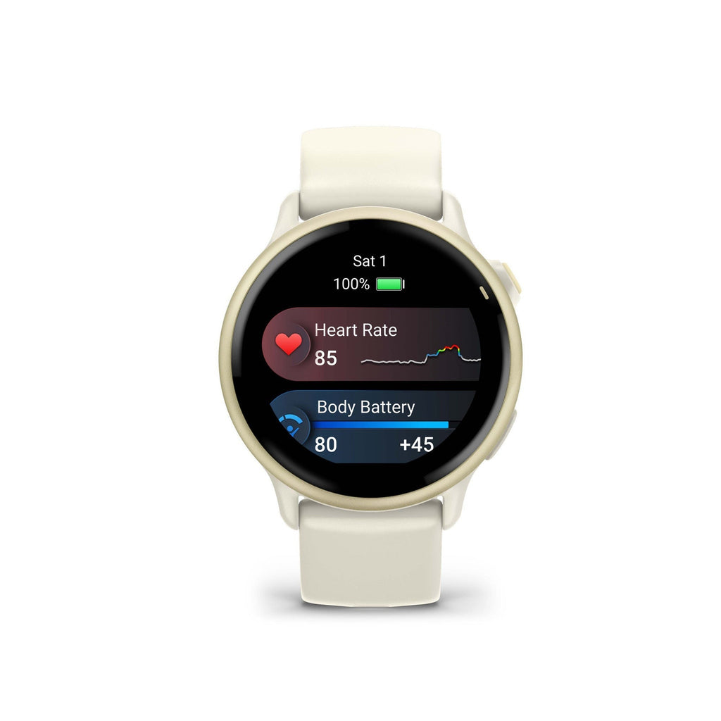 Garmin vivoactive 6 GPS Smartwatch (Lunar Gold/Bone) with Earbuds Bundle