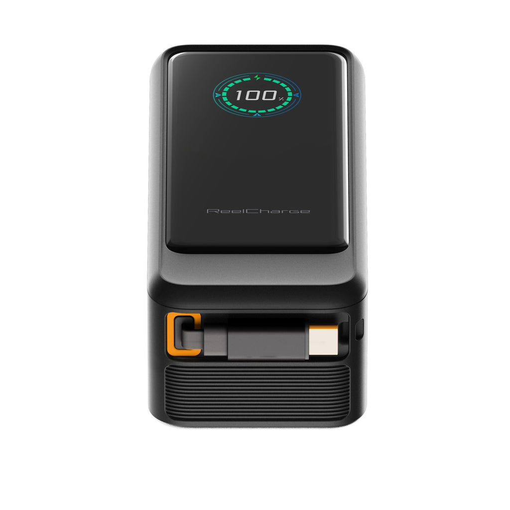 ReelCharge ReelPro 10,000mAh Power Bank with Retractable 45W USB-C (Gray)