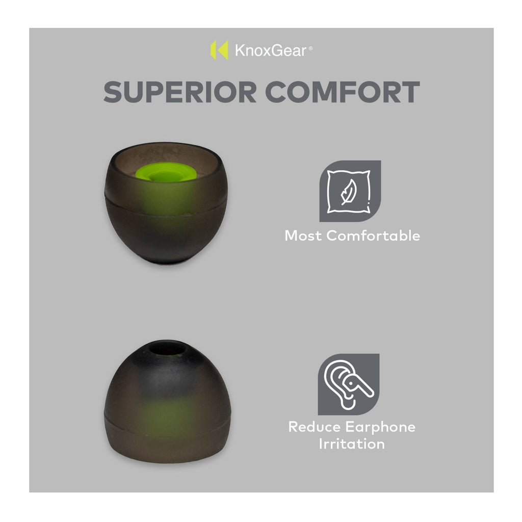 Knox Gear Silicone Earbud Replacement Tips for In-Ear Headphones (Black, 6-pack)