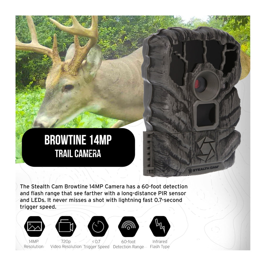 Stealth Cam Browtine 14MP Trail Camera with 32GB Memory Card (3-Pack) Bundle