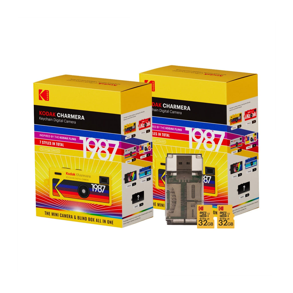 Kodak Charmera Key Chain Digital Camera (2-Pack) with 32GB Memory Card & Reader Bundle