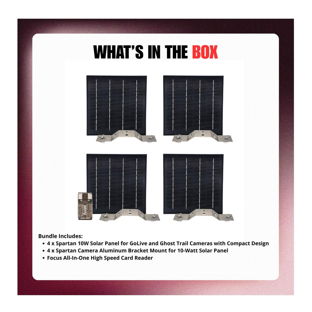 Spartan 10W Solar Panel with Bracket Mount for GoLive and Ghost Cameras Bundle