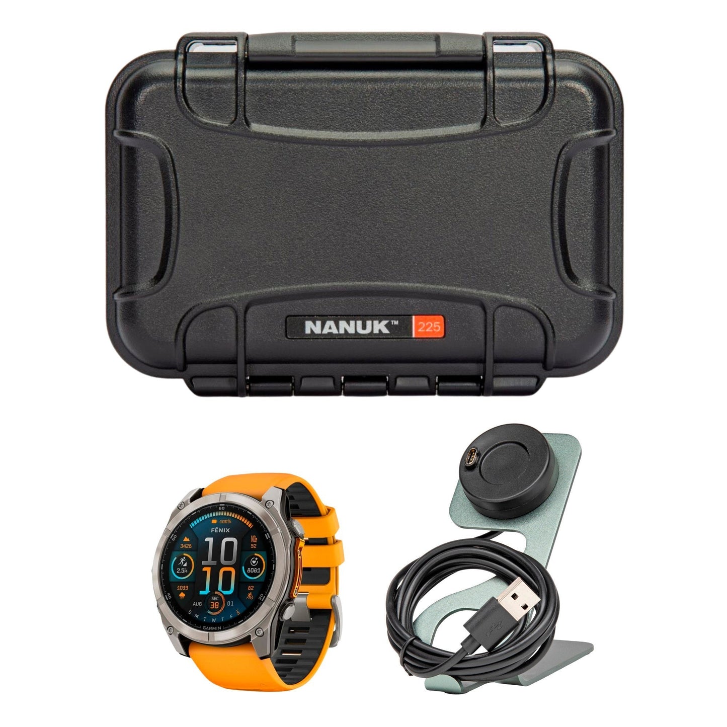 Garmin Fenix 8 Sapphire 51mm GPS Smartwatch with AMOLED Display (Spark Orange and Graphite) Bundle