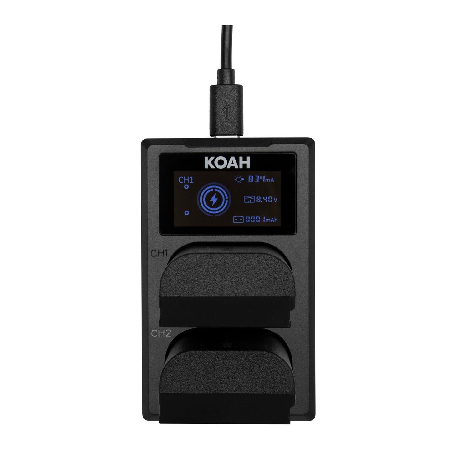 Koah Rechargeable 2250mAh Replacement Batteries for Canon LP-E6NH (2-Pack) and Dual LCD Charger