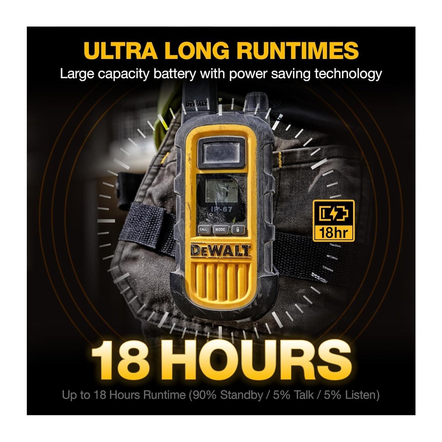 DEWALT FRS Walkie Talkies 4 Pack with Headsets, Long Range 2-Way Radios and IP67