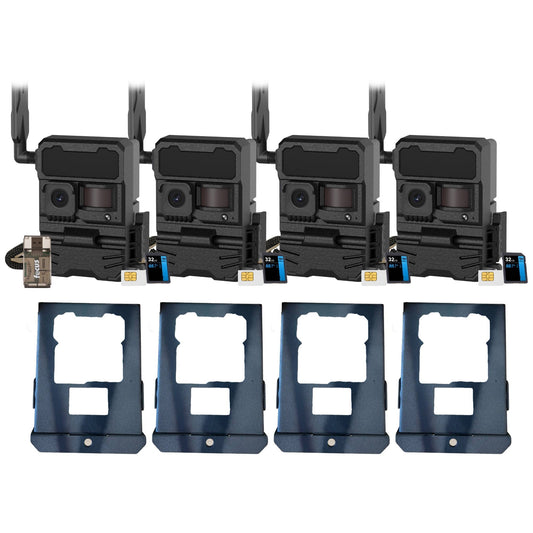 Yellowstone Y2 Black Wide Lens Trail Camera (4-Pack) with Security Box and Accs