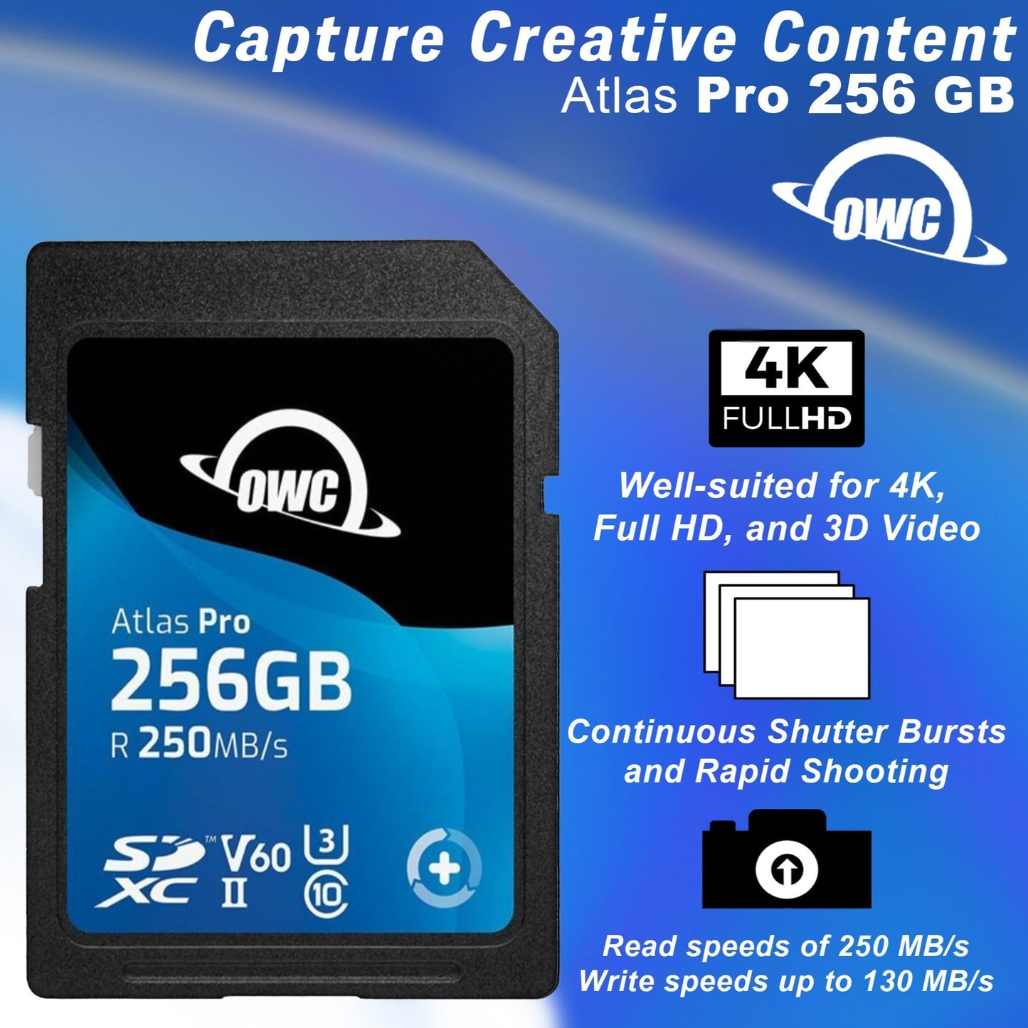 OWC 256GB Atlas Pro UHS-II SDXC Memory Card (2-Pack)