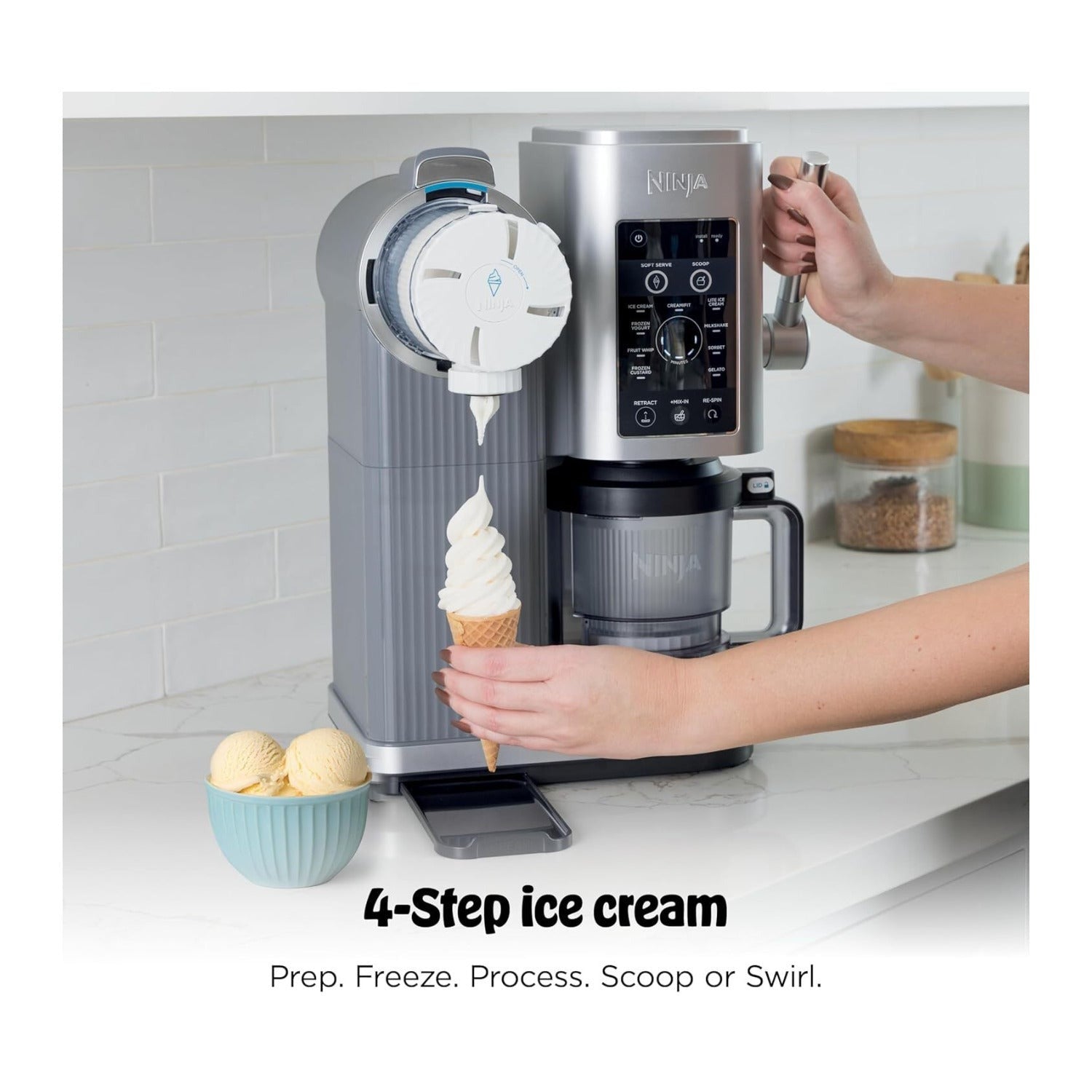 Ninja CREAMi NC701 13-in-1 Scoop and Swirl Ice Cream Maker (Silver)