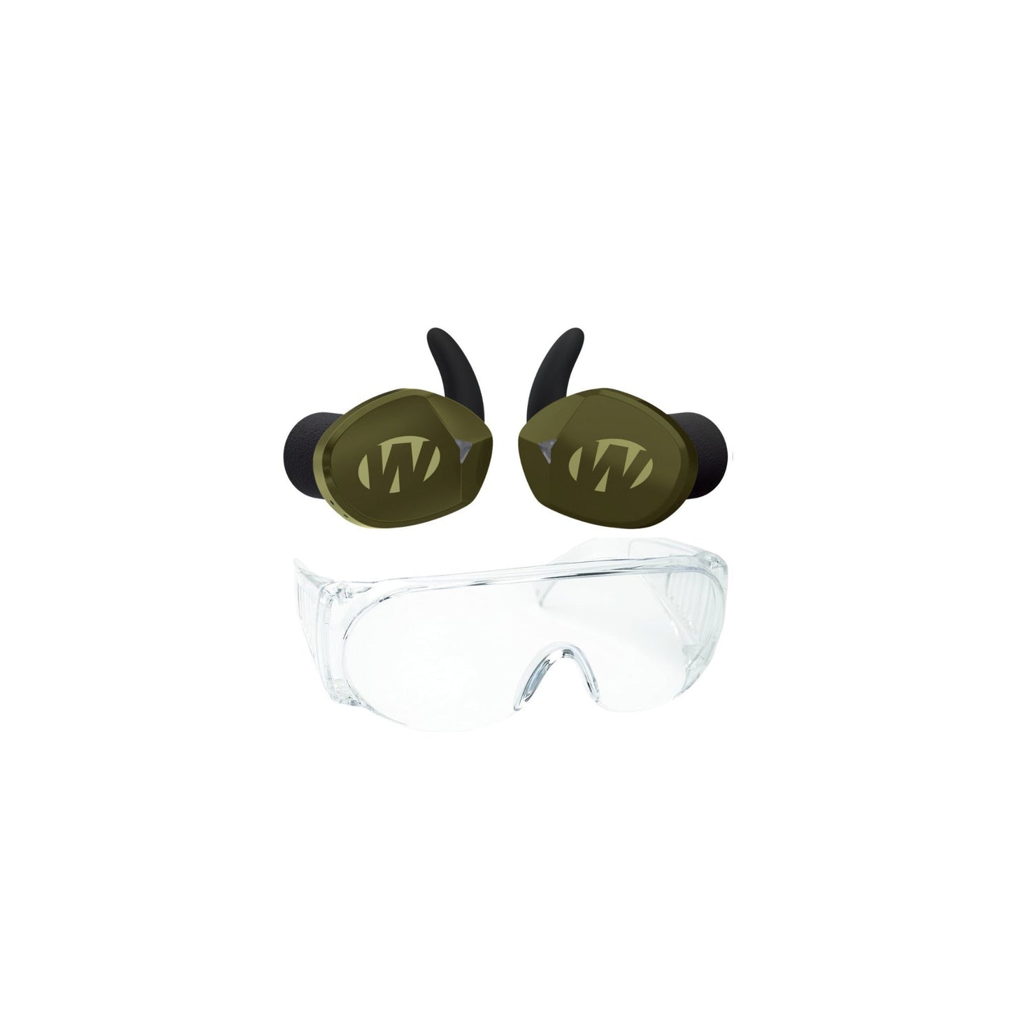 Walkers Silencer BT 2.0 Rechargeable Electronic Earbuds (Green) with Glasses