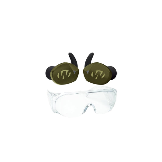 Walkers Silencer BT 2.0 Rechargeable Electronic Earbuds (Green) with Glasses