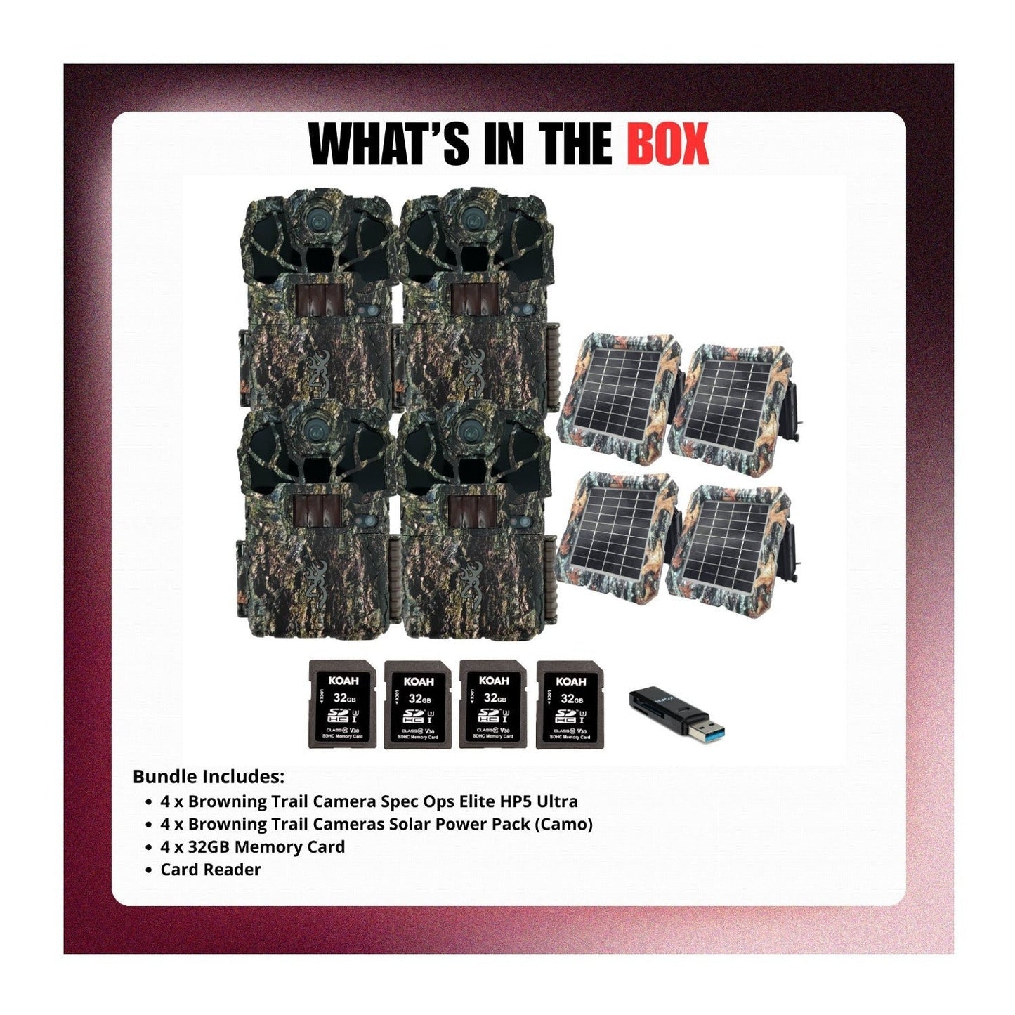 Browning Trail Camera Spec Ops Elite HP5 Ultra (4-Pack) Bundle with Accessories