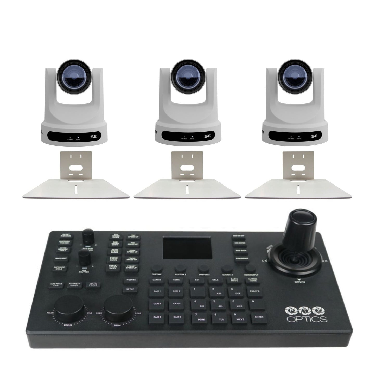 PTZOptics Move SE 30x 1080p Full HD Advanced PTZ Auto-Tracking Zoom Camera (White, 3-Pack) Bundle
