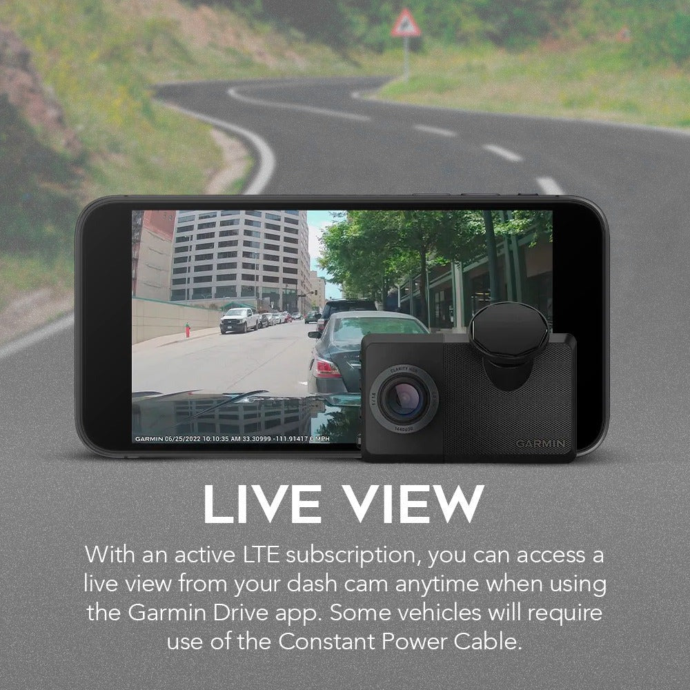 Garmin Dash CamTM Live Bundle with Constant Power Cable and 128GB MicroSDXC Card