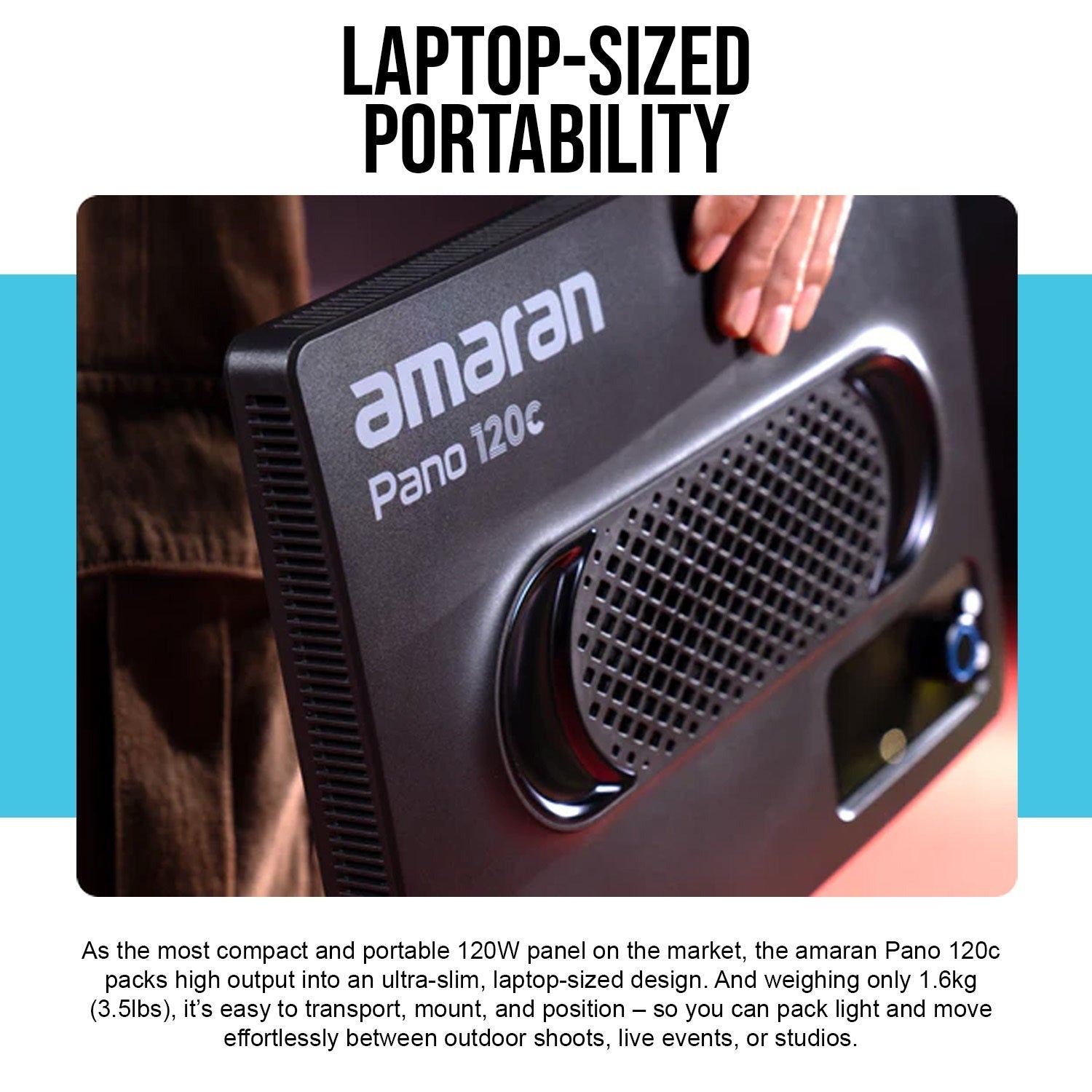 amaran Pano 120c 120W RGBWW Full Color Panel White Light Creator Kit Bundle