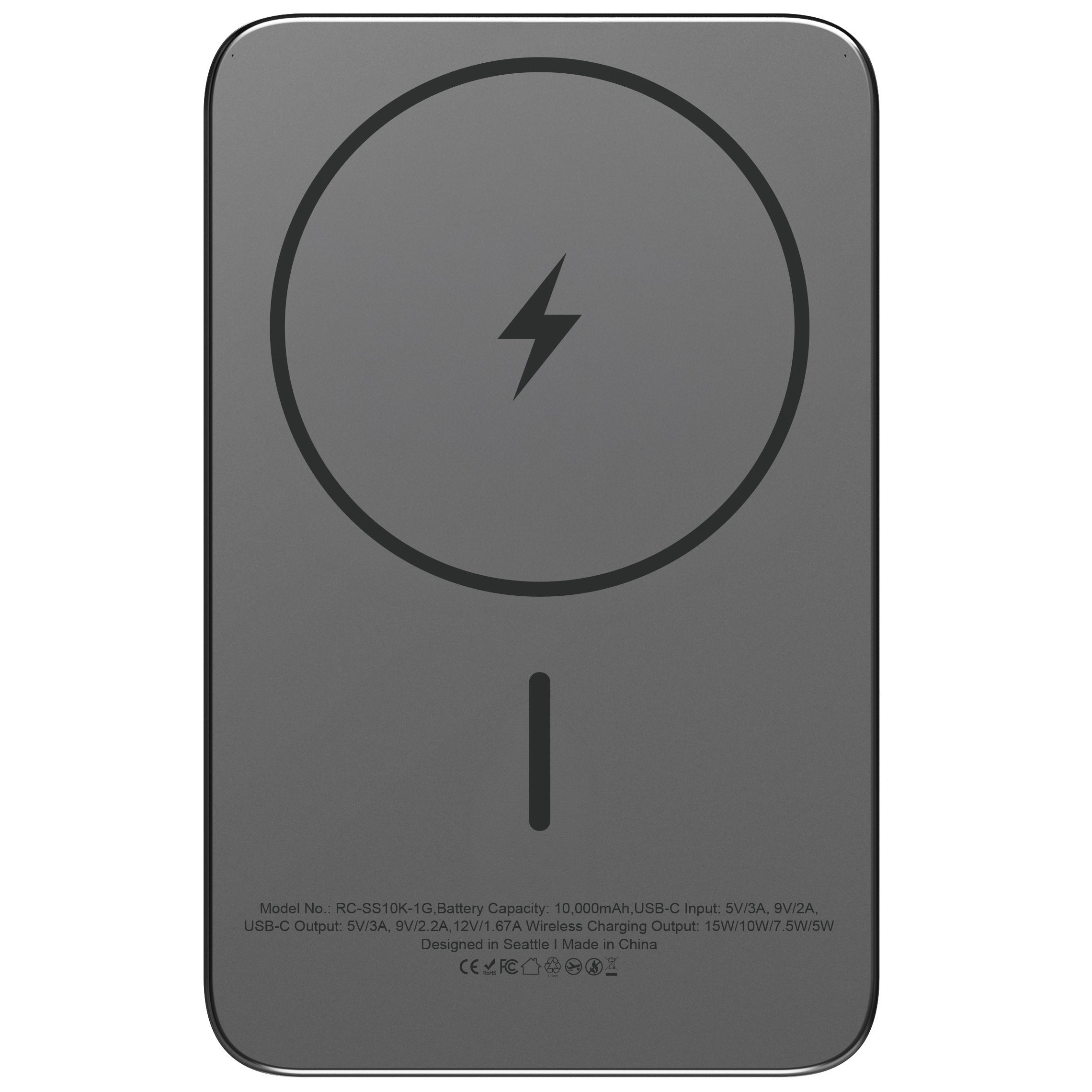 ReelCharge ReelSafe 10,000 mAh Qi2 Power Bank (Gray)