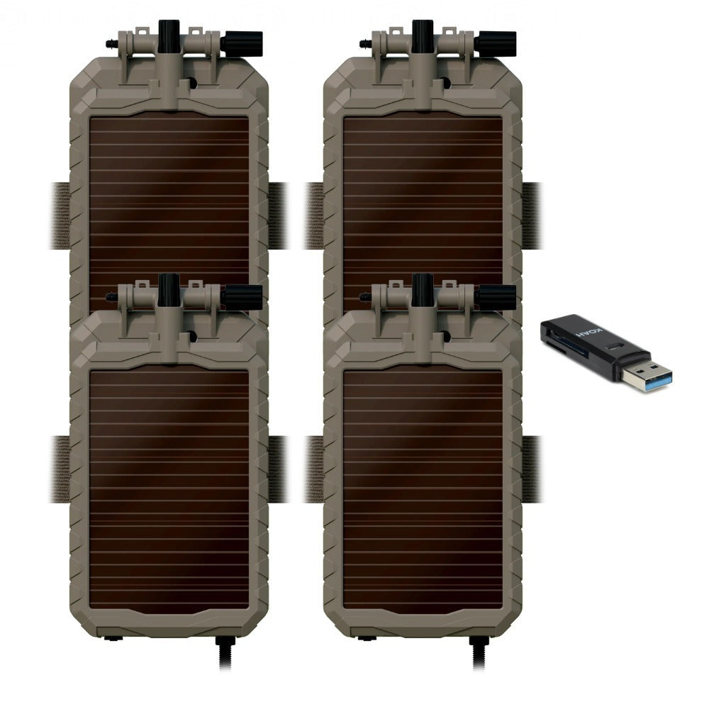 Stealth Cam Sol-Pak 12V Solar Battery (4 Pack) Bundle with Memory Card Reader