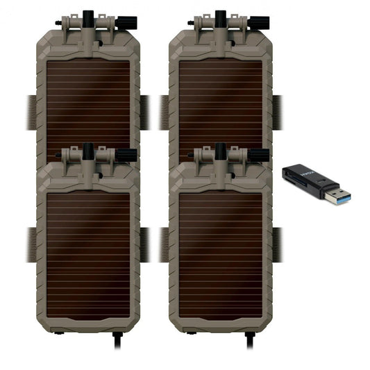 Stealth Cam Sol-Pak 12V Solar Battery (4 Pack) Bundle with Memory Card Reader