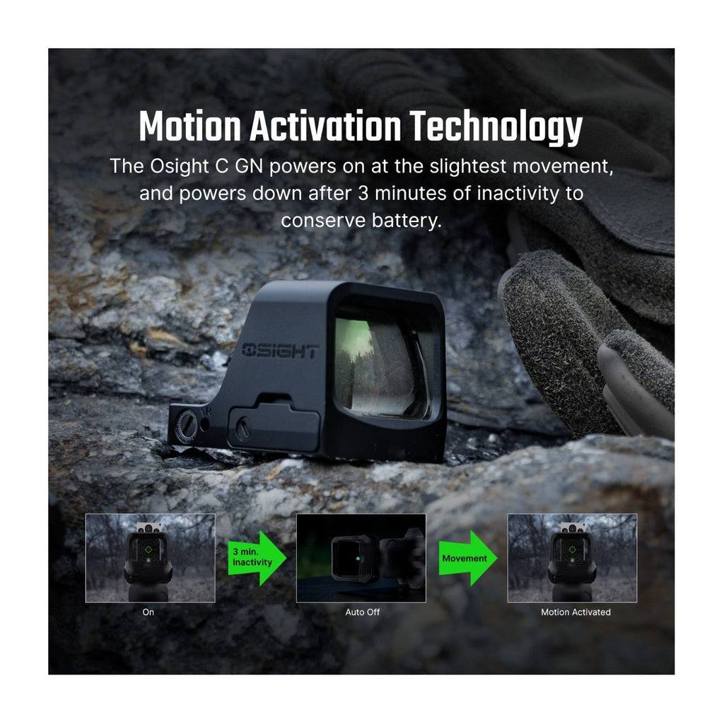 Osight C Multi-Reticle Green 3 MOA Dot & 32 MOA Circle Open Reflex Sight