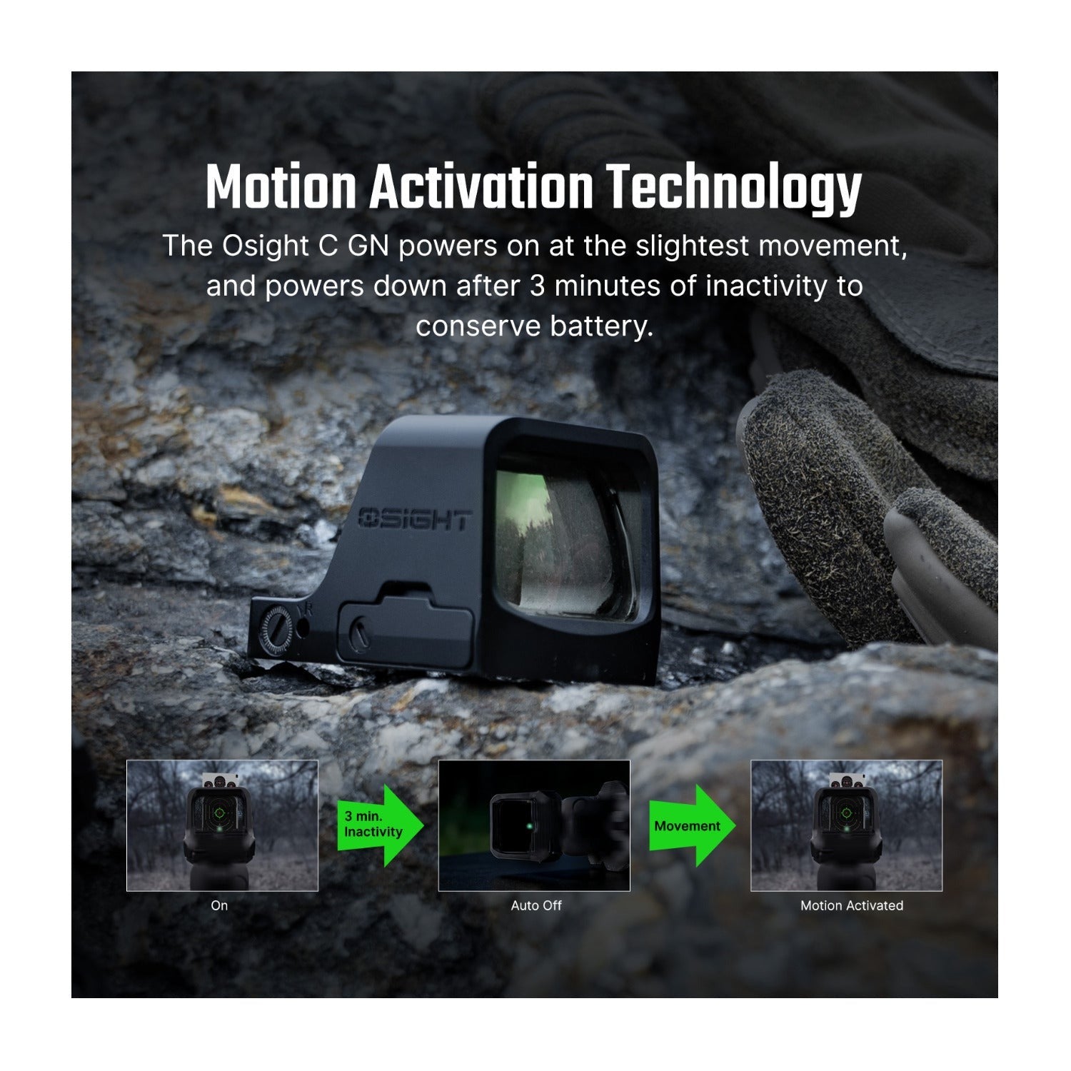 Osight C Multi-Reticle Green 3 MOA Dot & 32 MOA Circle Open Reflex Sight
