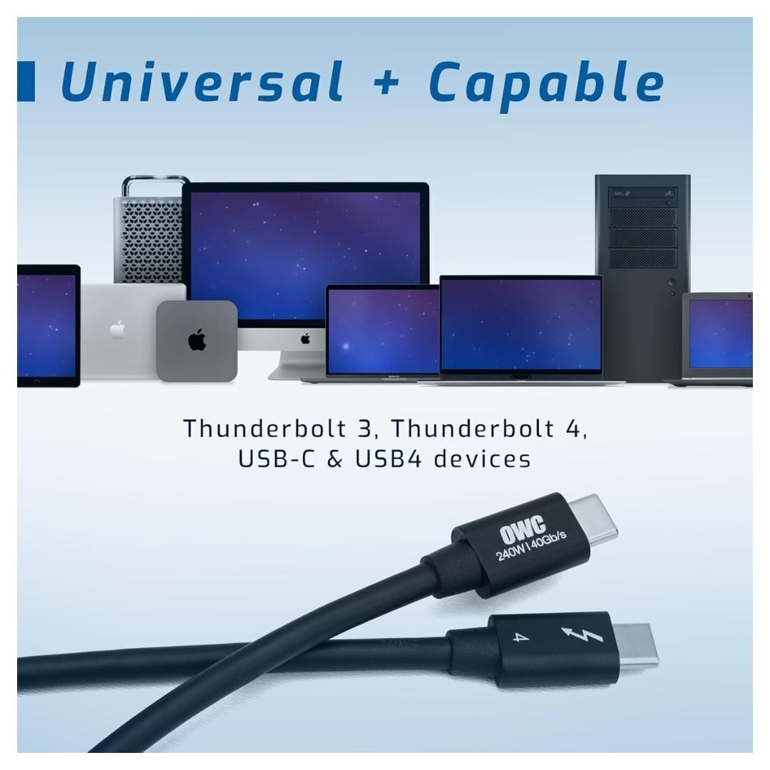 OWC 11.8-Inch Thunderbolt 4 and USB-C Cable with 40 GBPS Data Transfer (Black)