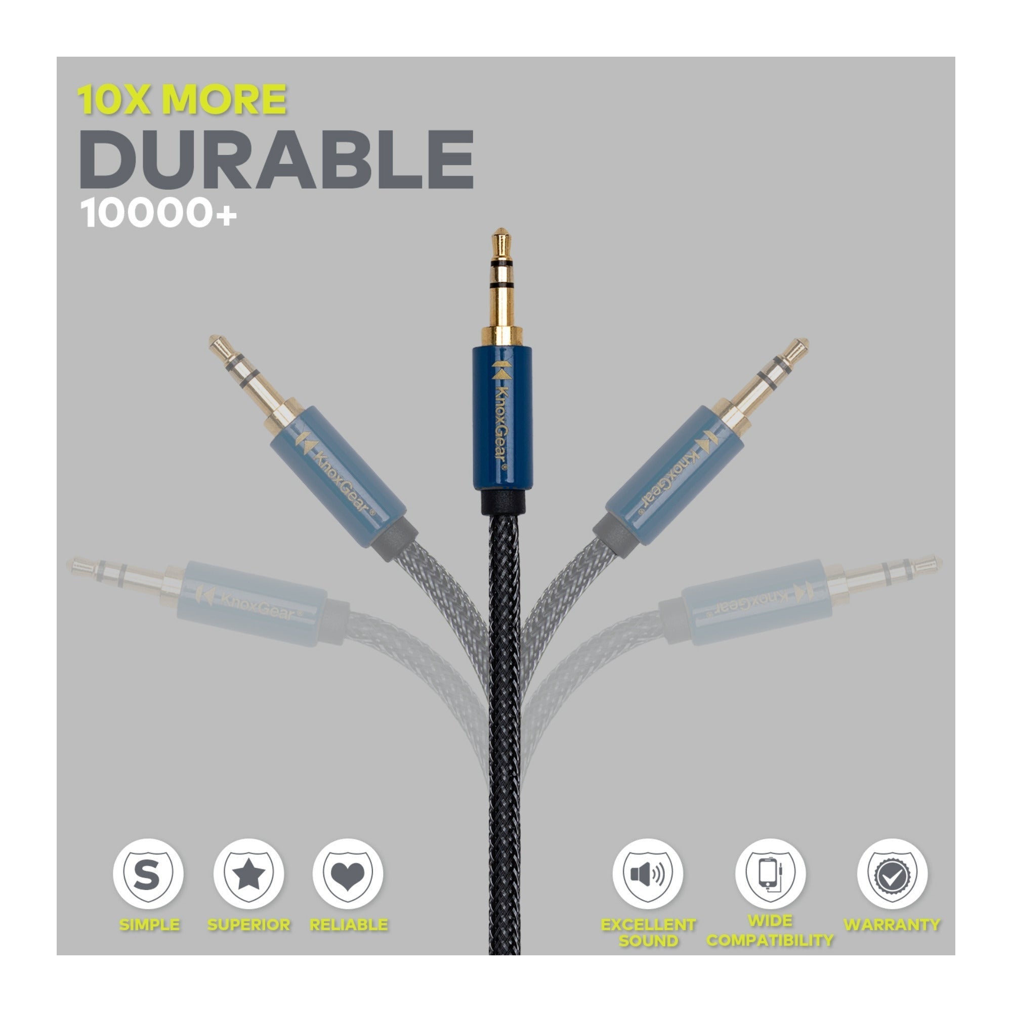 Knox Gear Nylon Braided 3.5mm Male-Female Audio Extension Adapter Cable (6-Feet)