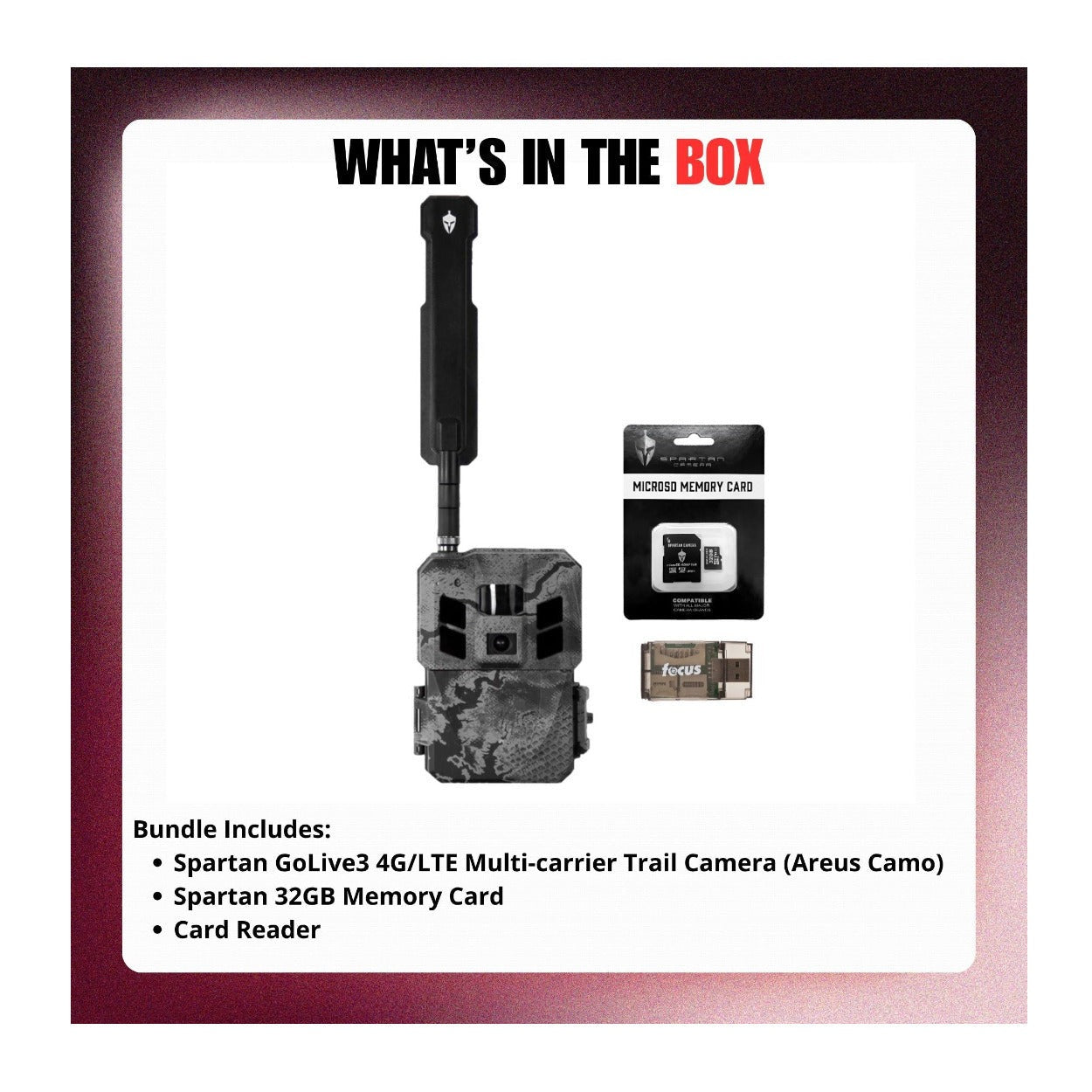 Spartan GoLive3 4G/LTE Multi-carrier Trail Camera (Areus Camo) Bundle