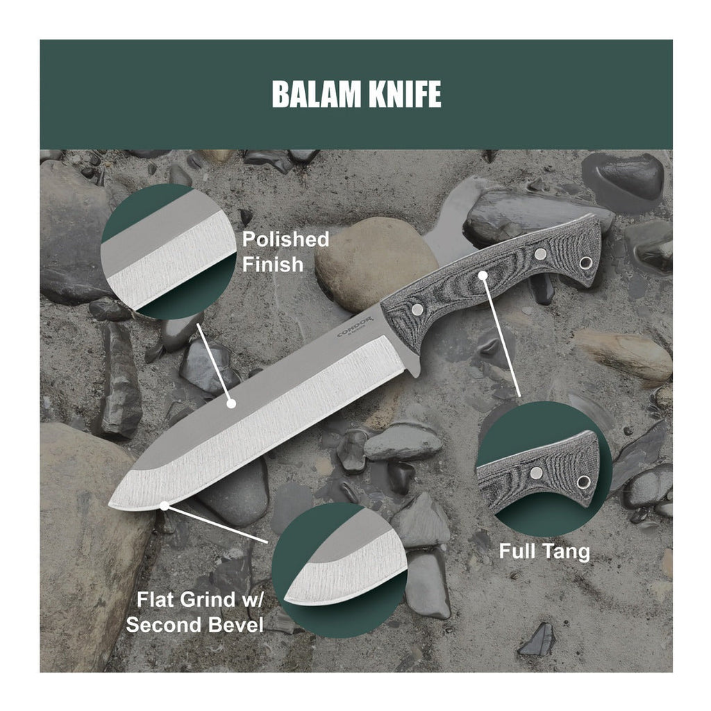Condor Balam Fixed-blade Rugged Knife with Stainless Steel 9-inch Blade
