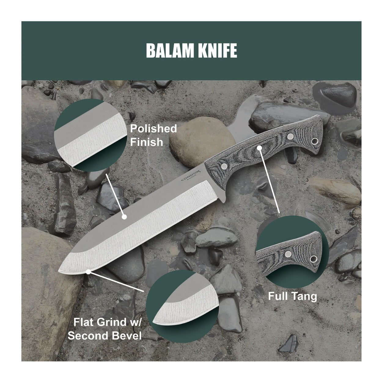 Condor Balam Fixed-blade Rugged Knife with Stainless Steel 9-inch Blade