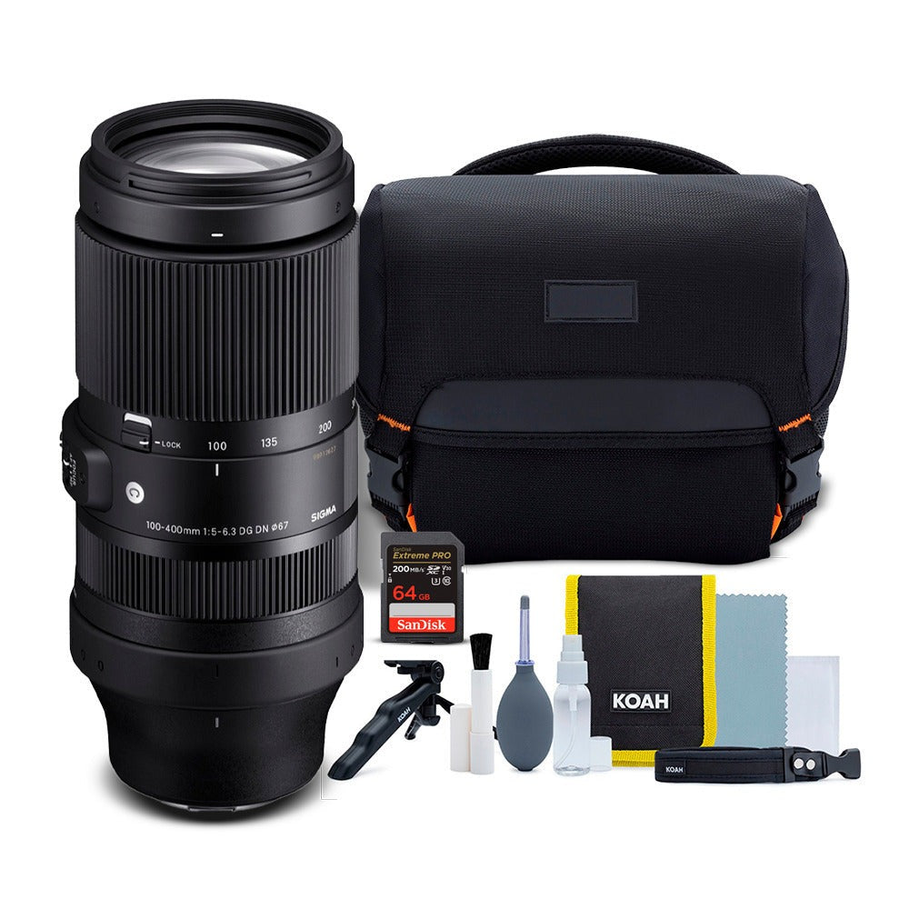 Sigma 100-400mm f/5-6.3 DG DN OS Contemporary Lens for L Mount with Street Camera Gadget Bag Bundle