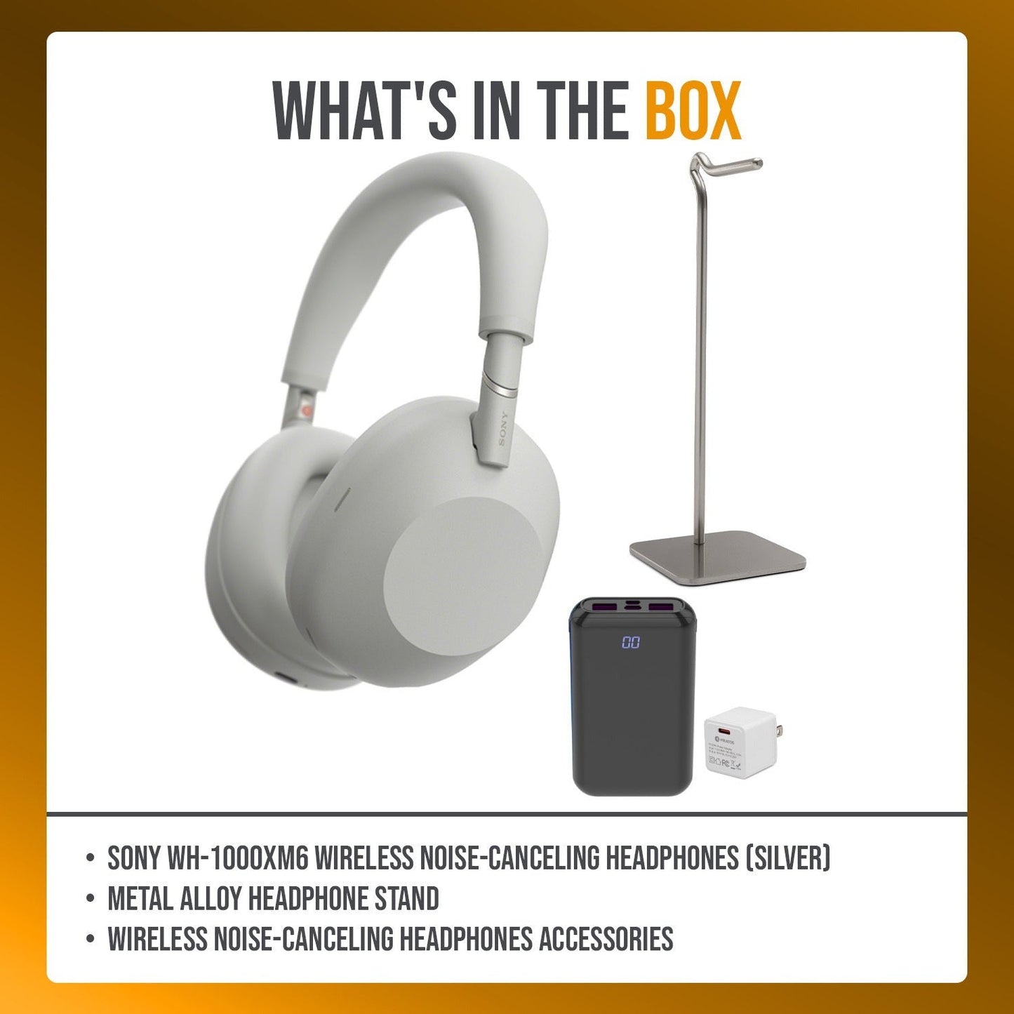 Sony WH-1000XM6 Wireless Noise-Canceling Headphones (Silver) with Accessories