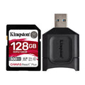 Kingston Canvas React Plus 128GB U3 V90 SDXC UHS-II SD Card and Kingston USB 3.2 SD Card Reader