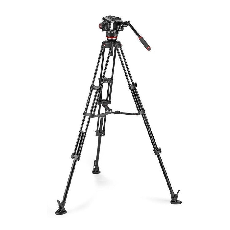 Manfrotto 504X Fluid Video Head with MVTTWINMA Aluminum Twin Leg Tripod with Middle Spreader